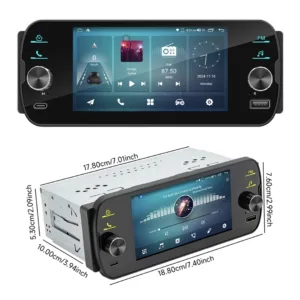 1-DIN 5" bilradio - GPS, CarPlay, 4G