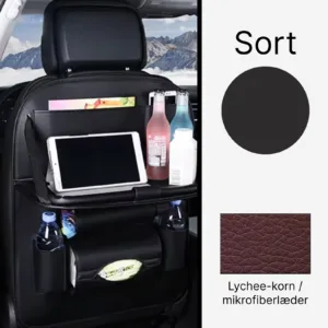 Baksätesorganisatör för bil - med fällbart bord och flera fickor